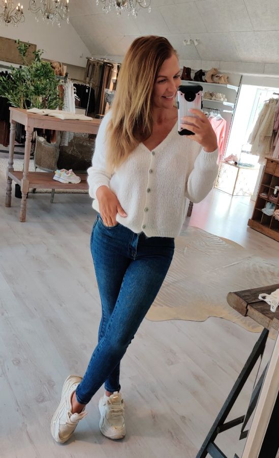 Lacomy Mohair strik cardigan 2903 Hvid