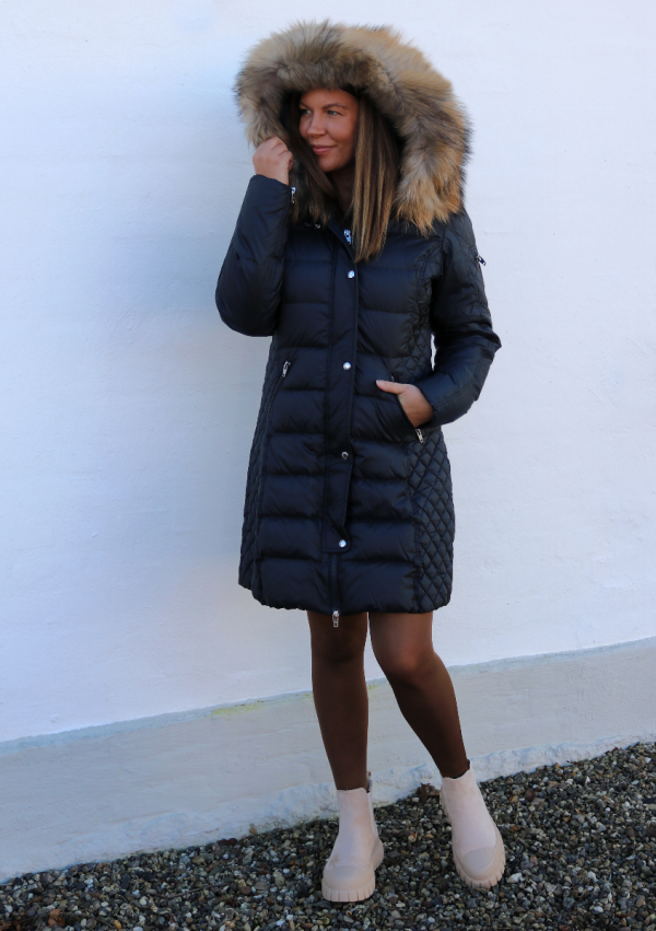 Rock and Blue Beam Shadow Blue med natur ægte pels kvinde