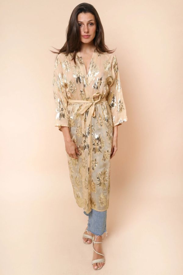 Goa Kimono Beige Guld 
