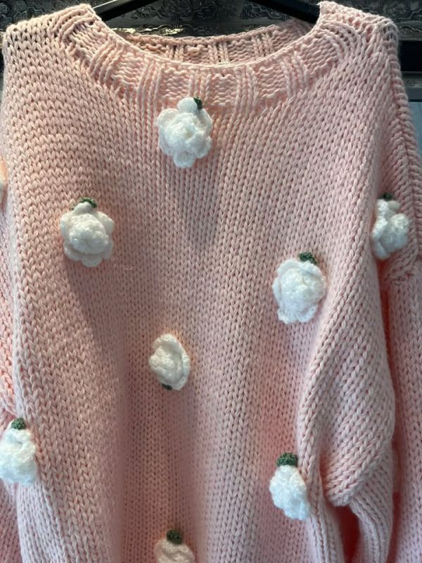 Golden Days Oversized strik med roser 39079 lyserød