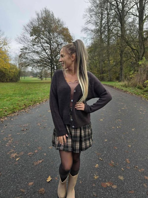 Jolifly Alpaca  soft cardigan 2675 brun