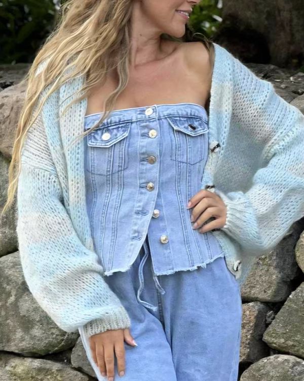 Folyrose Bustier i denim med knapper 5533