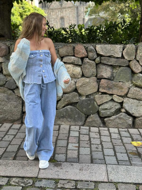 Folyrose Bustier i denim med knapper 5533