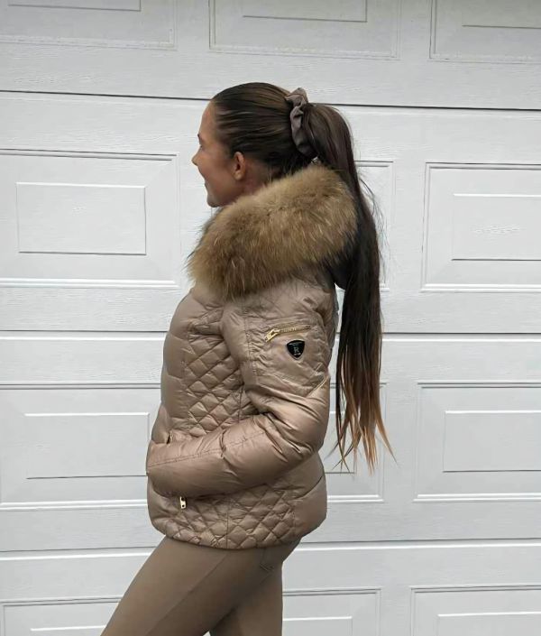 Rock and Blue Rita Nougat vinterjakke med natur pels