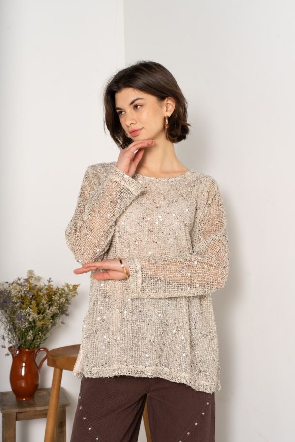 Kilky glimmer bluse dp007  lys beige