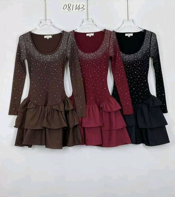 Soy & Co rhinesten kjole med layer 1143 bordeaux