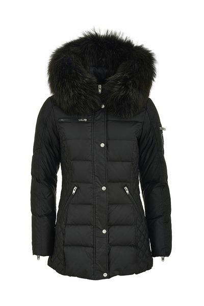 Rock and Blue Beam mid sort vinterjakke med sort pels