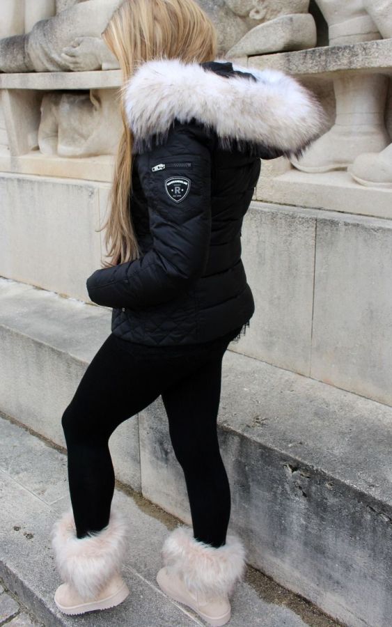 Rock and Blue Zora sort vinterjakke med Hvid pels 