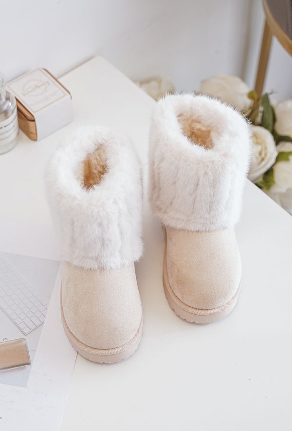 Rock&Joy kids bamsestøvle med fakefur kant 20227 beige