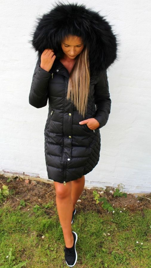 Rock and Blue Beam sort vinterjakke med sort pels