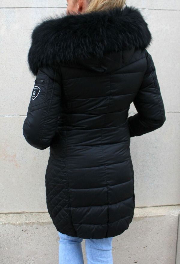 Rock and Blue Beam sort vinterjakke med sort pels