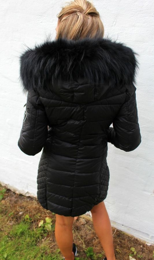 Rock and Blue Beam sort vinterjakke med sort pels