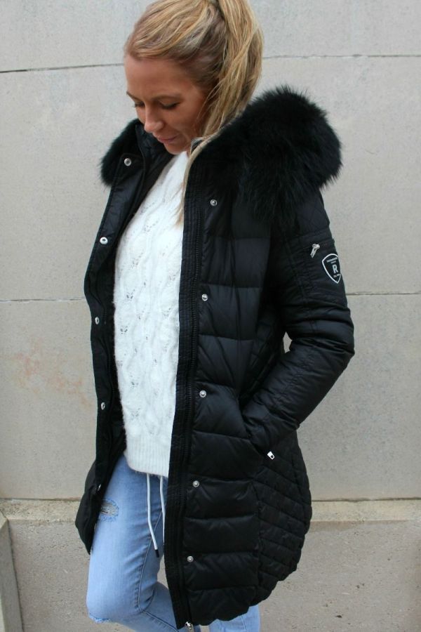 Rock and Blue Beam sort vinterjakke med sort pels