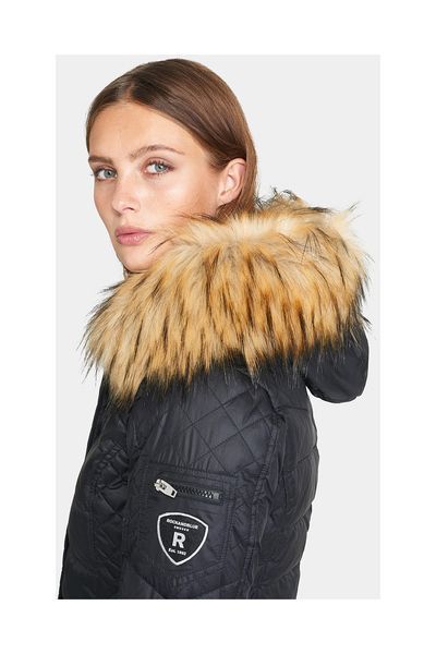 Rock and Blue Zora sort vinterjakke med Natur Fake Fur 