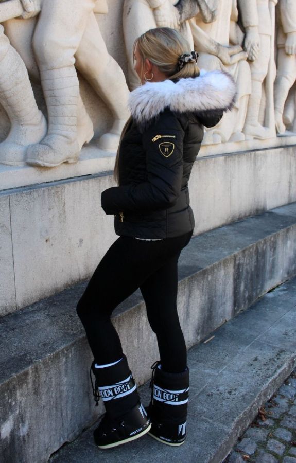 Rock and Blue Rita sort vinterjakke med hvid pels