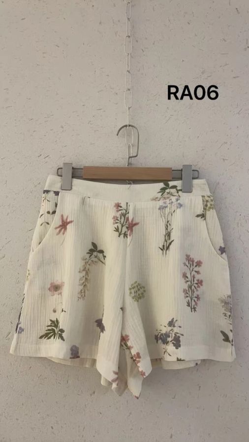 Rosa fashion Bomulds shorts 05 beige  Sommer Flower print