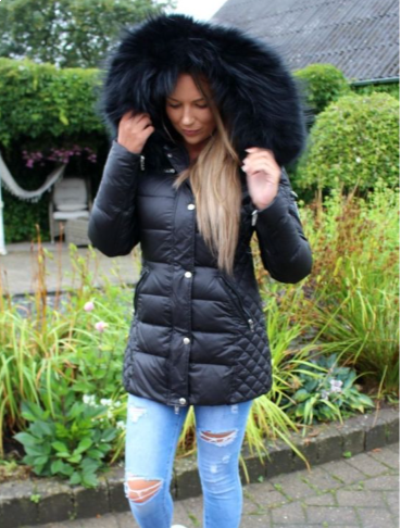 Rock and Blue Beam mid sort vinterjakke med sort pels