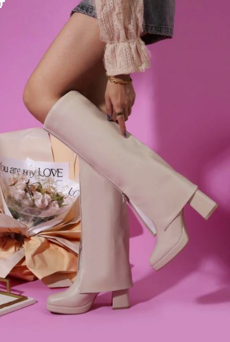 Cink Me Boots med hæl og Lynlås 07-12 Beige