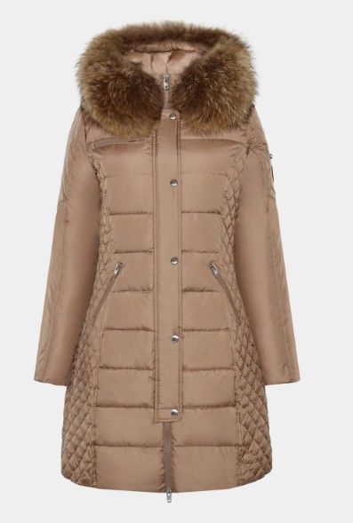 Rock and Blue Beam Nougat vinterjakke med natur pels