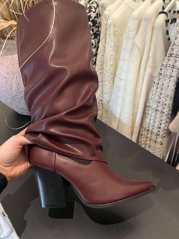 Ideal støvler i læderlook 7653 bordeaux