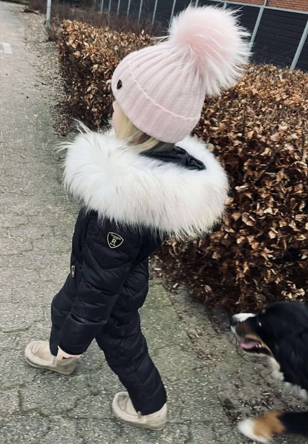 Rock and blue Ciara jumpsuit kids sort/hvid ægte pels