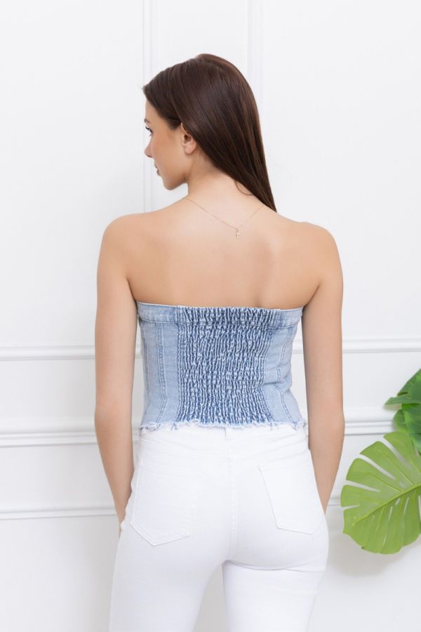 Folyrose Bustier i denim med knapper 5533