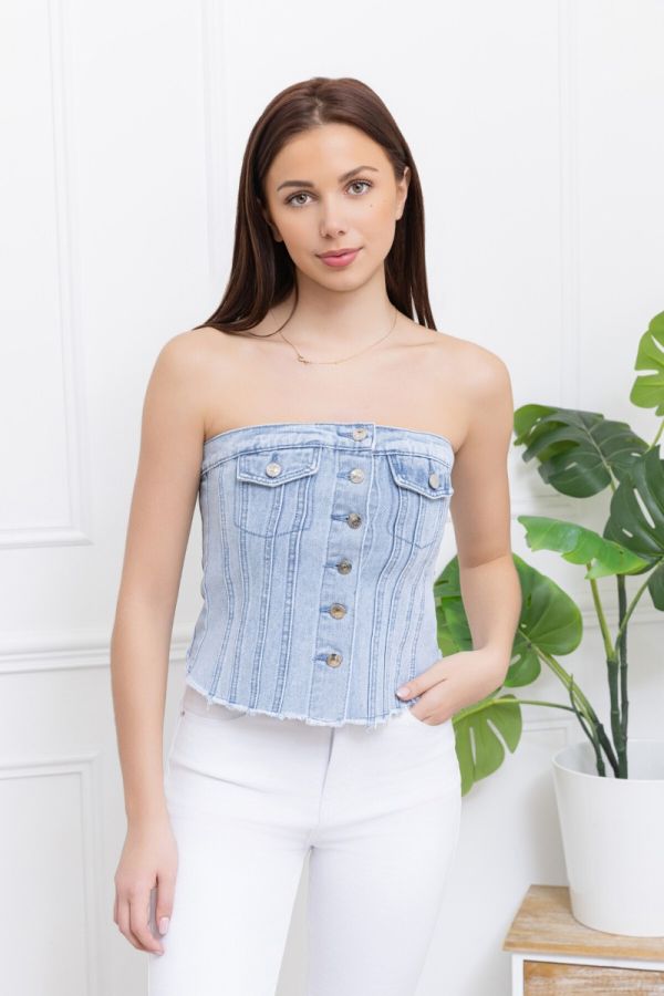 Folyrose Bustier i denim med knapper 5533
