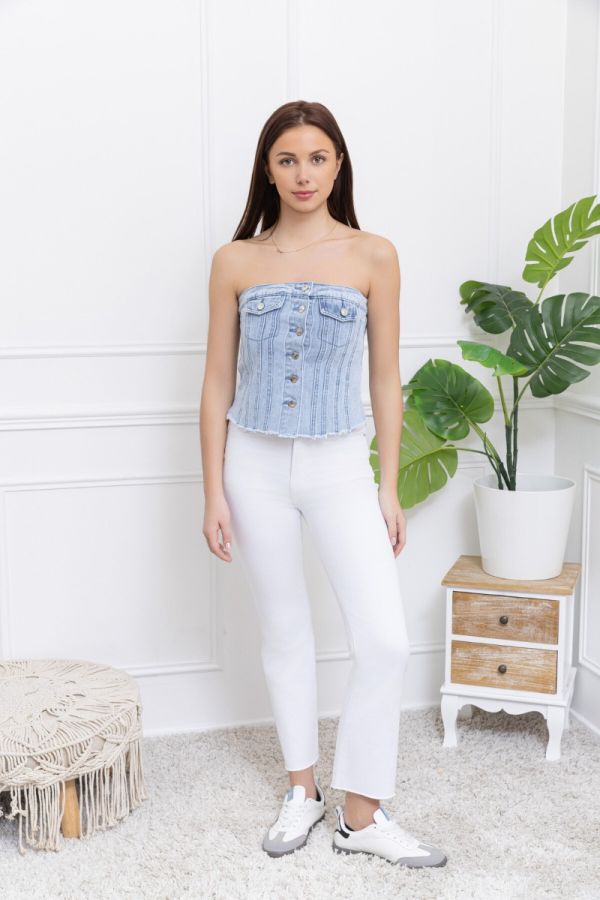 Folyrose Bustier i denim med knapper 5533
