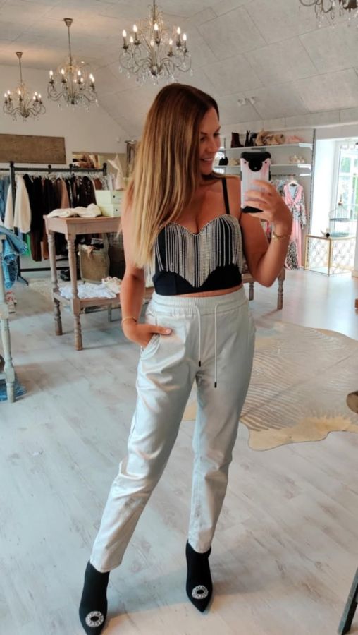 Crop BHTop med palietter Sort / Sølv