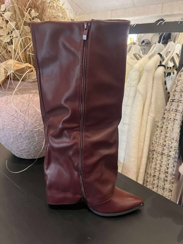 Ideal støvler i læderlook 7653 bordeaux