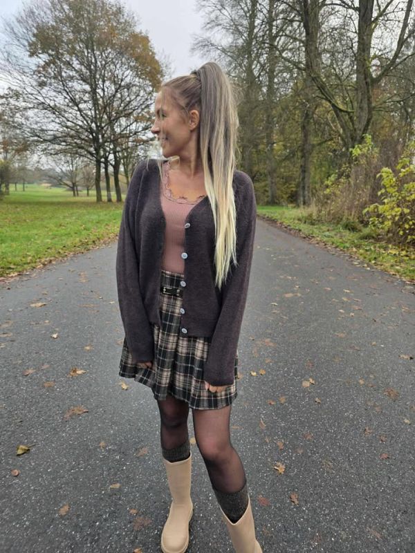 Jolifly Alpaca  soft cardigan 2675 brun