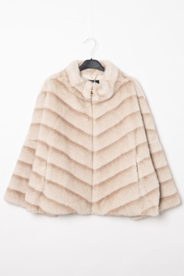 BY OCEANE Angelique kort fake fur jakke 280 light grey