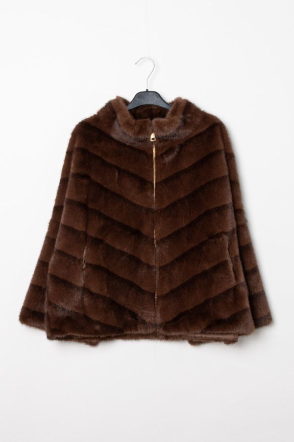BY OCEANE Angelique kort fake fur jakke 280 brun