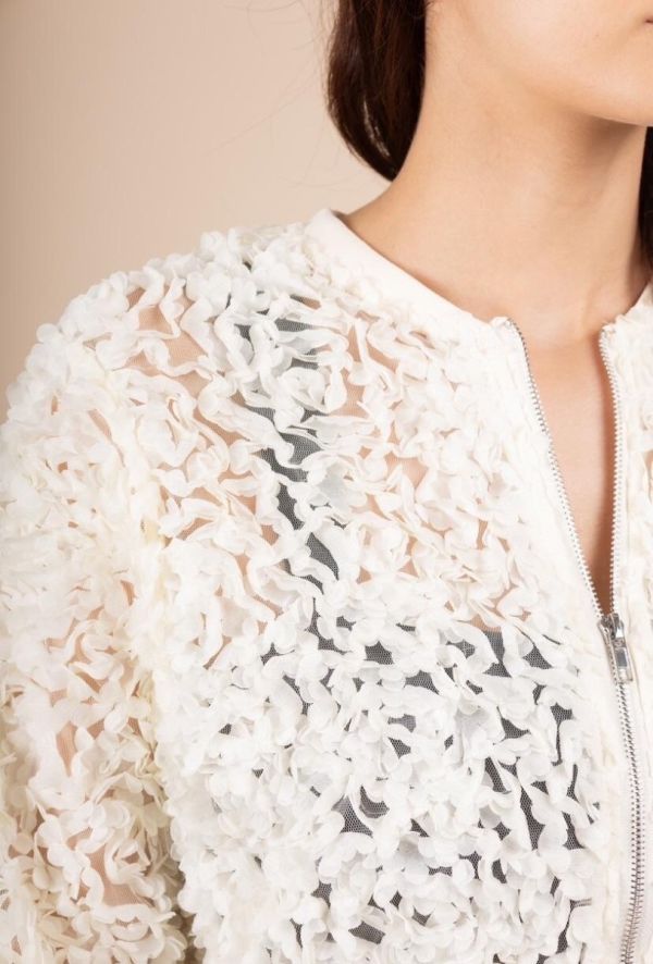 Stella flower cardigan med zip 24017 creme