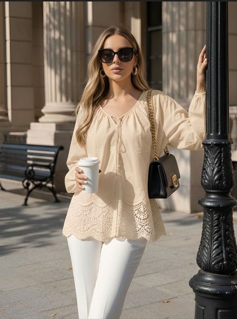 J&H fashion skjorte med blonde 9807 beige