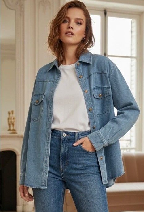 Esther H denim skjorte 8122 jeans blue