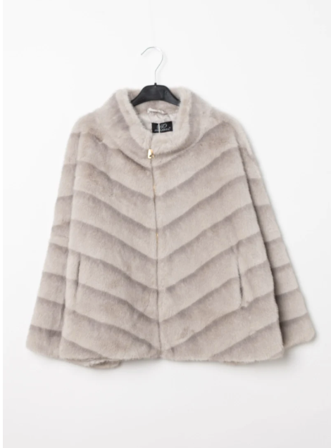 Angelique.L Oversized kort fake fur jakke Light Grey