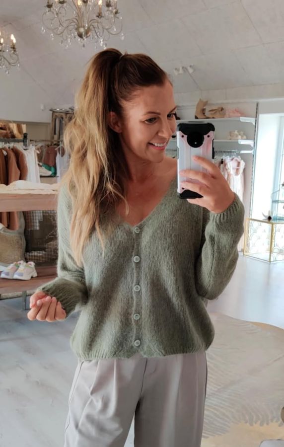 Lacomy Mohair strik cardigan 2903 Khaki